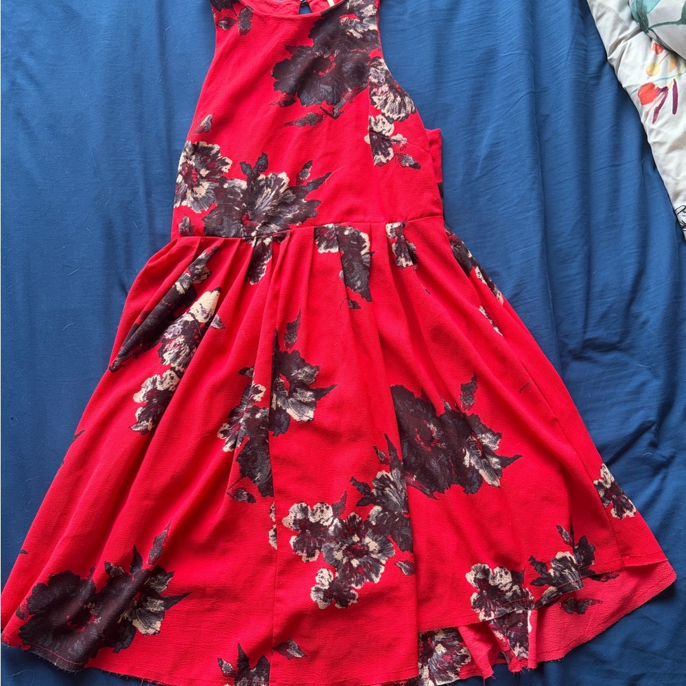 Free People Red Floral Midi Dress